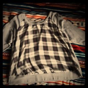 Plaid chiffon sweater